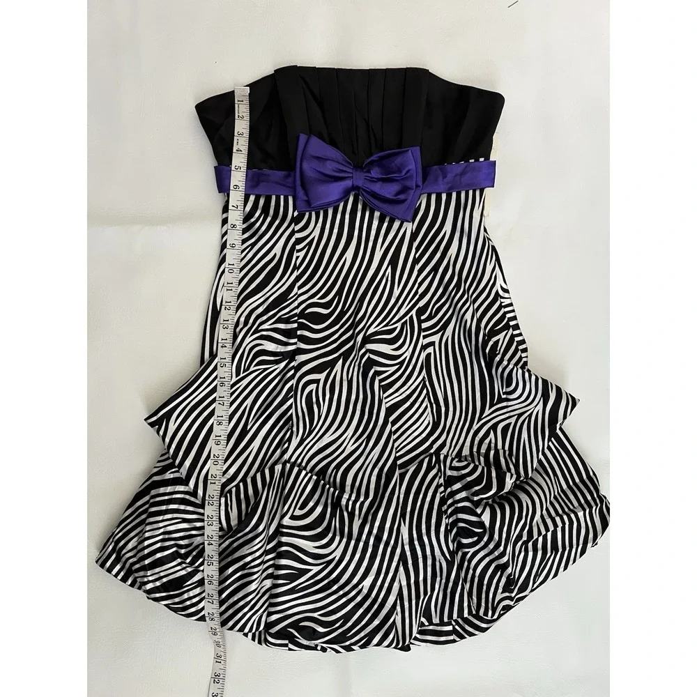 Cinderella Y2K Strapless Zebra Print Cocktail Dress Size L Jr. Whimsigoth HOCO - Picture 7 of 9